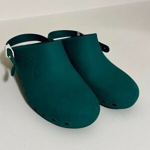 Calzuro Green Rubber Clogs without holes and with adjustable strap made in Italy